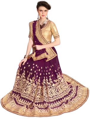 Trendmalls Purple embroidered silk saree with blouse  5