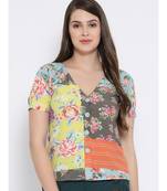 Yellow printed Polyester Top