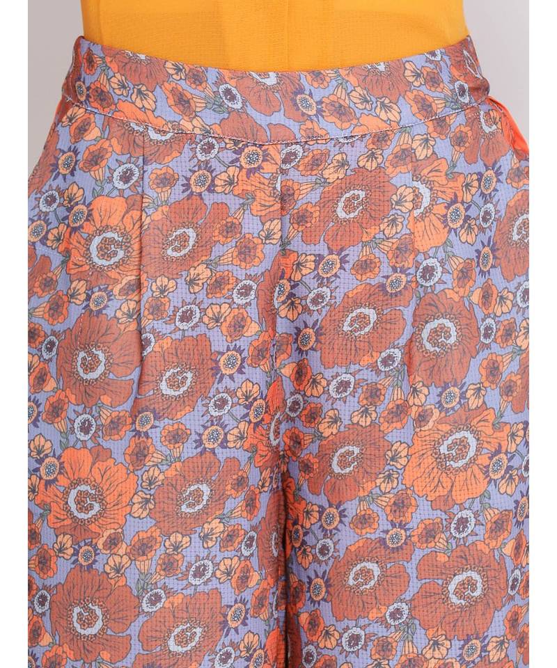 Orange printed Polyester Culottes