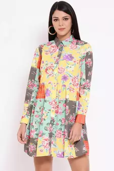Yellow printed POLYESTER Dress