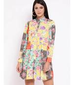Yellow printed POLYESTER Dress