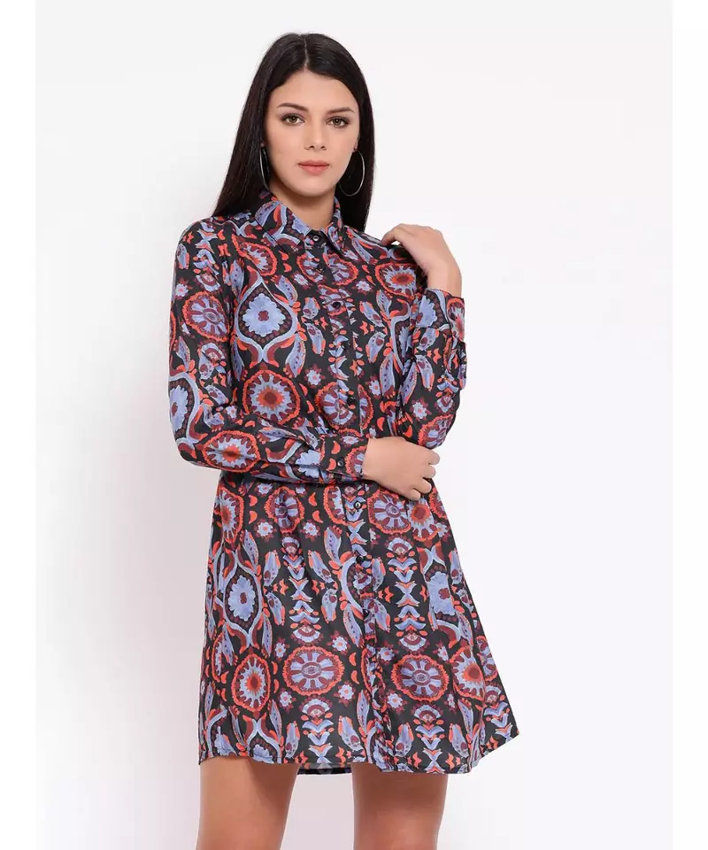 Purple printed POLYESTER Dress