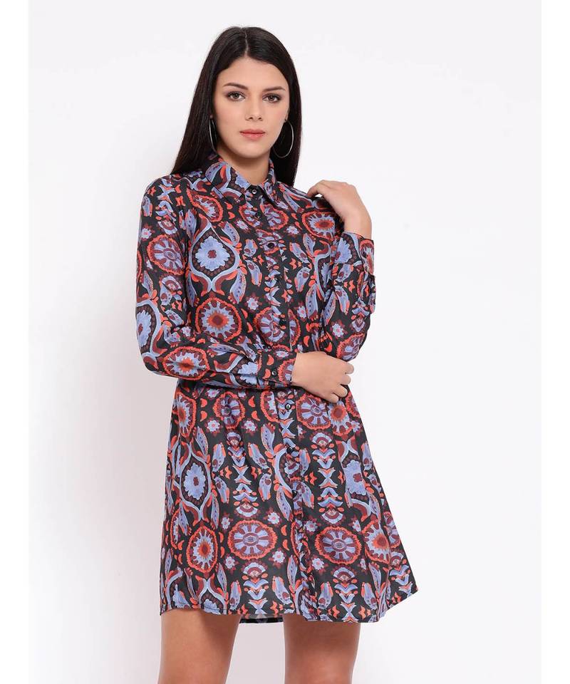 Purple printed POLYESTER Dress