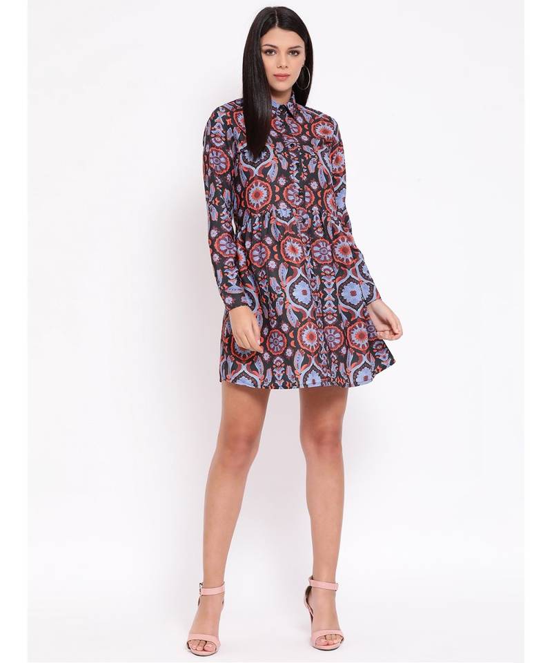 Purple printed POLYESTER Dress