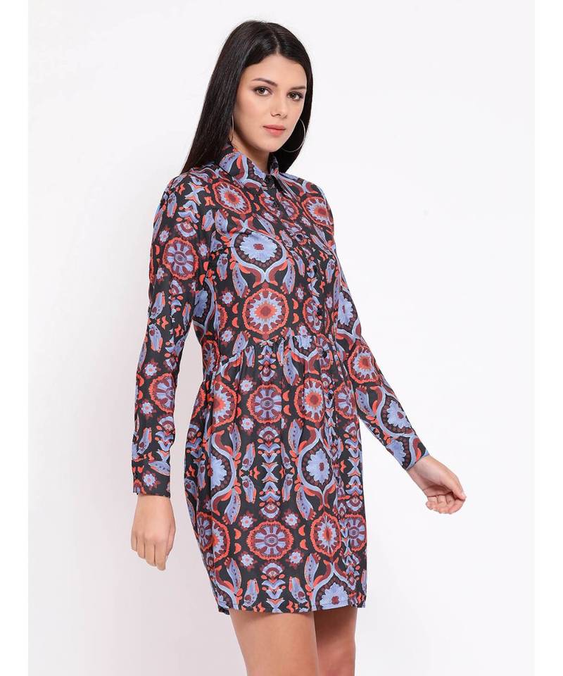 Purple printed POLYESTER Dress