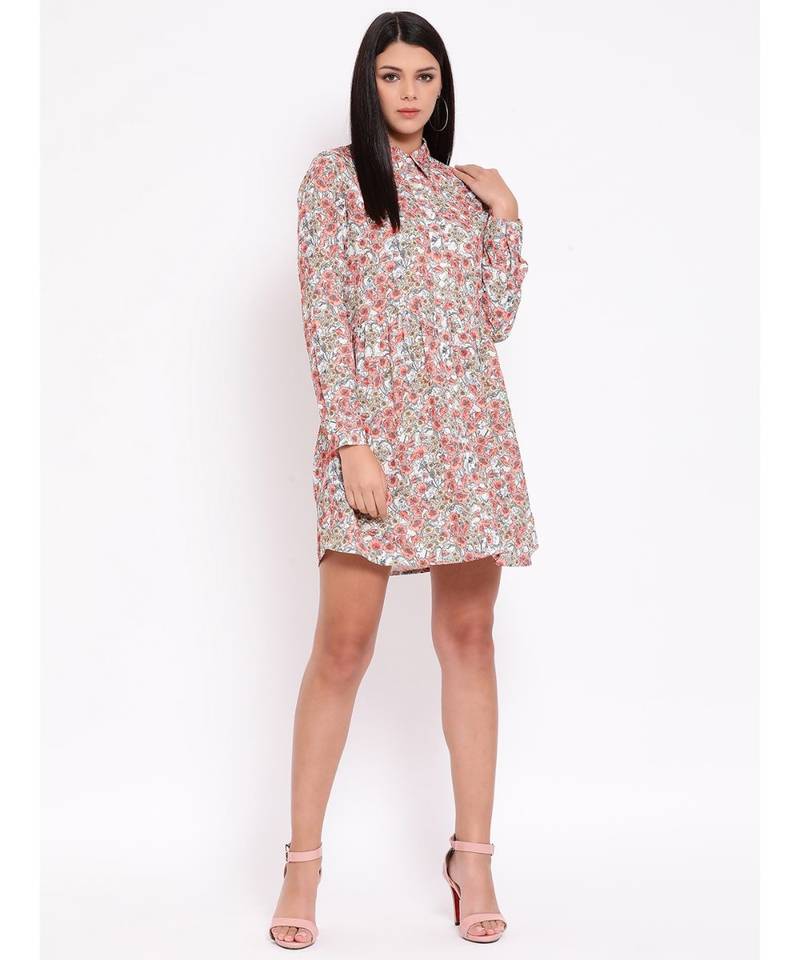White printed POLYESTER Dress