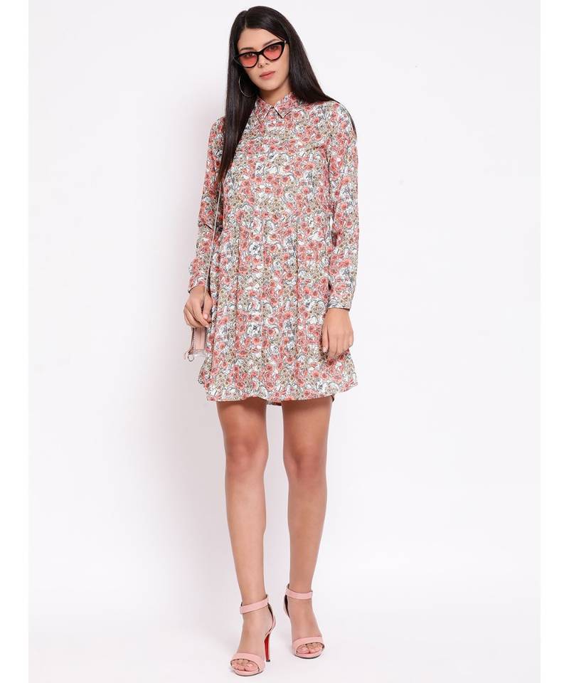 White printed POLYESTER Dress