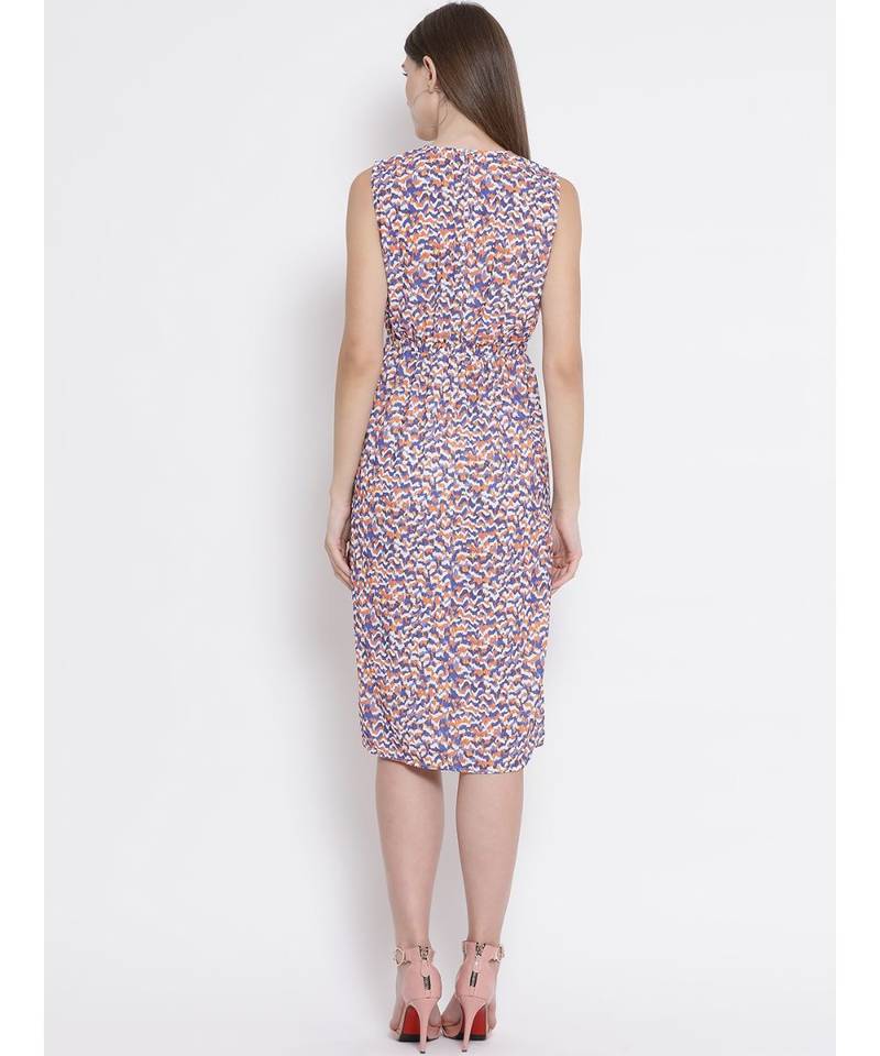 White printed Polyester Dress