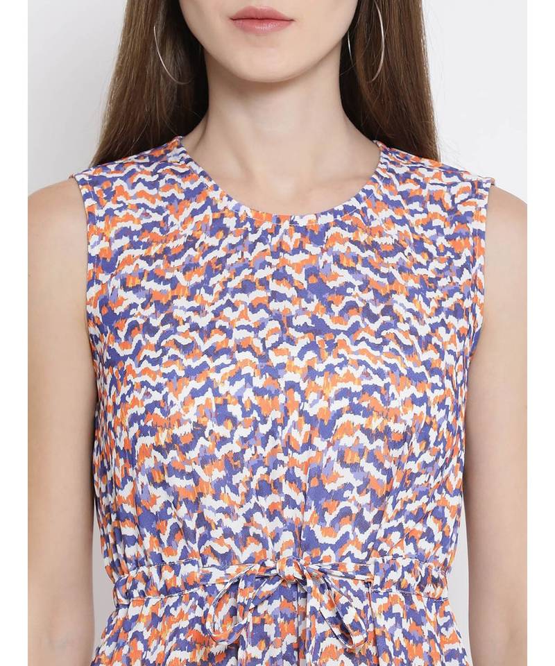 White printed Polyester Dress