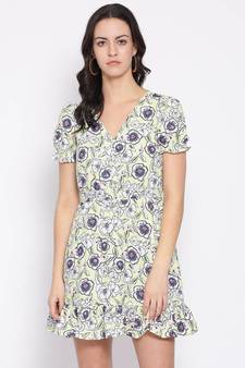 Blue printed POLYESTER Dress
