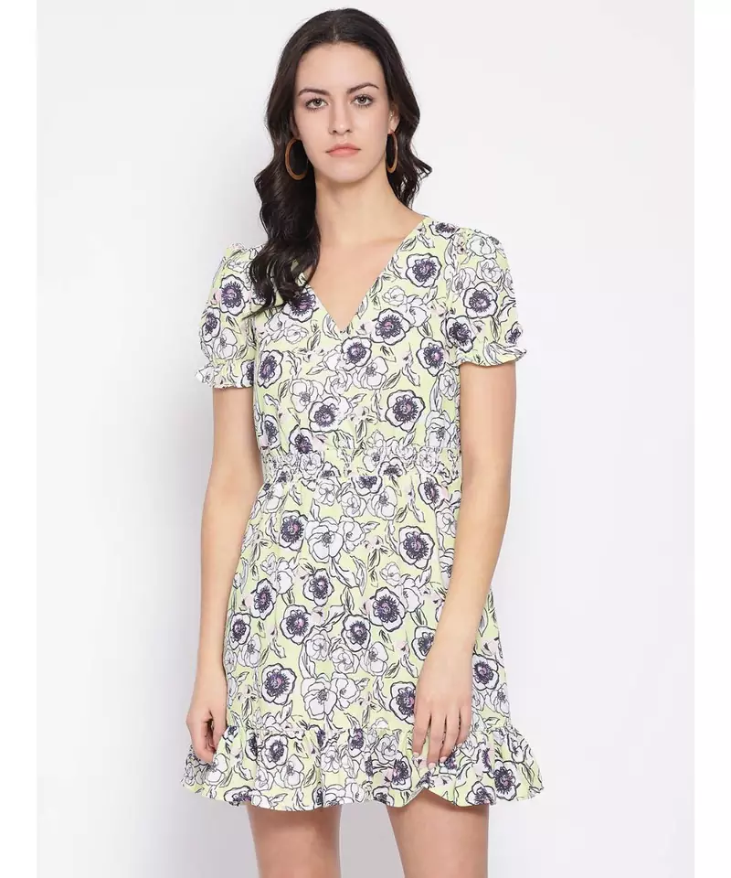 Blue printed POLYESTER Dress