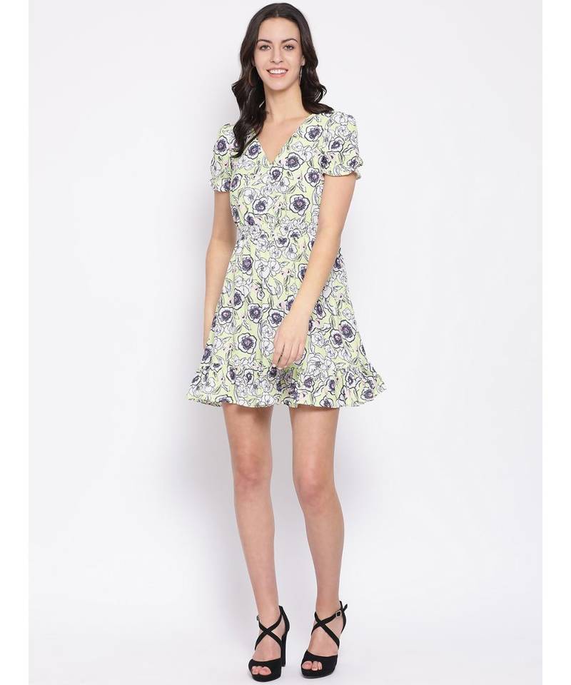 Blue printed POLYESTER Dress