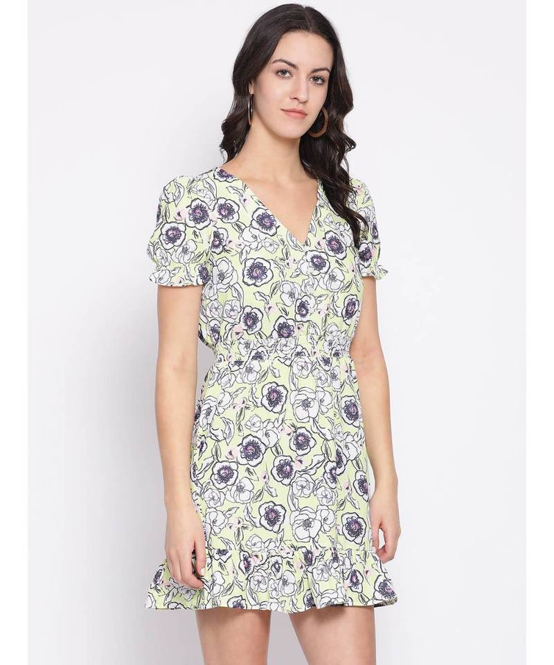 Blue printed POLYESTER Dress