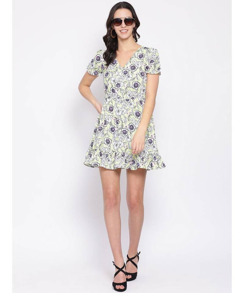 Blue printed POLYESTER Dress