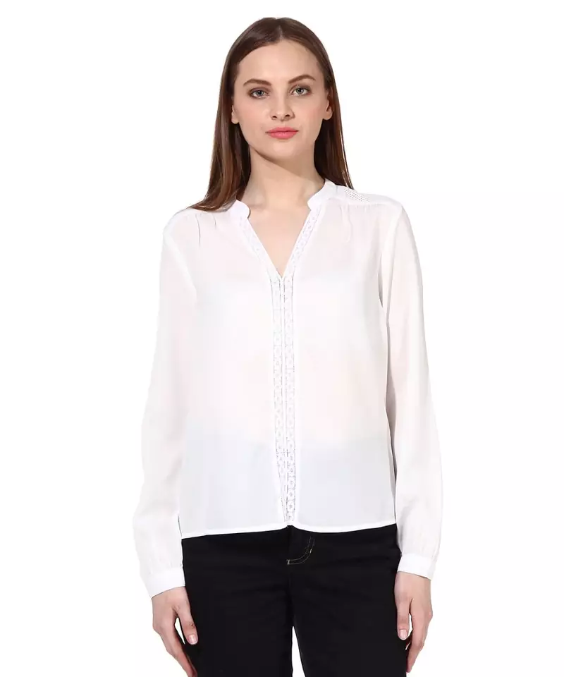 White plain Polyester Top