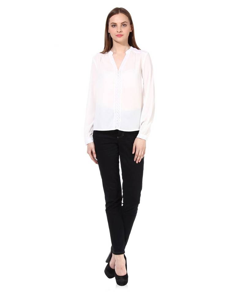 White plain Polyester Top