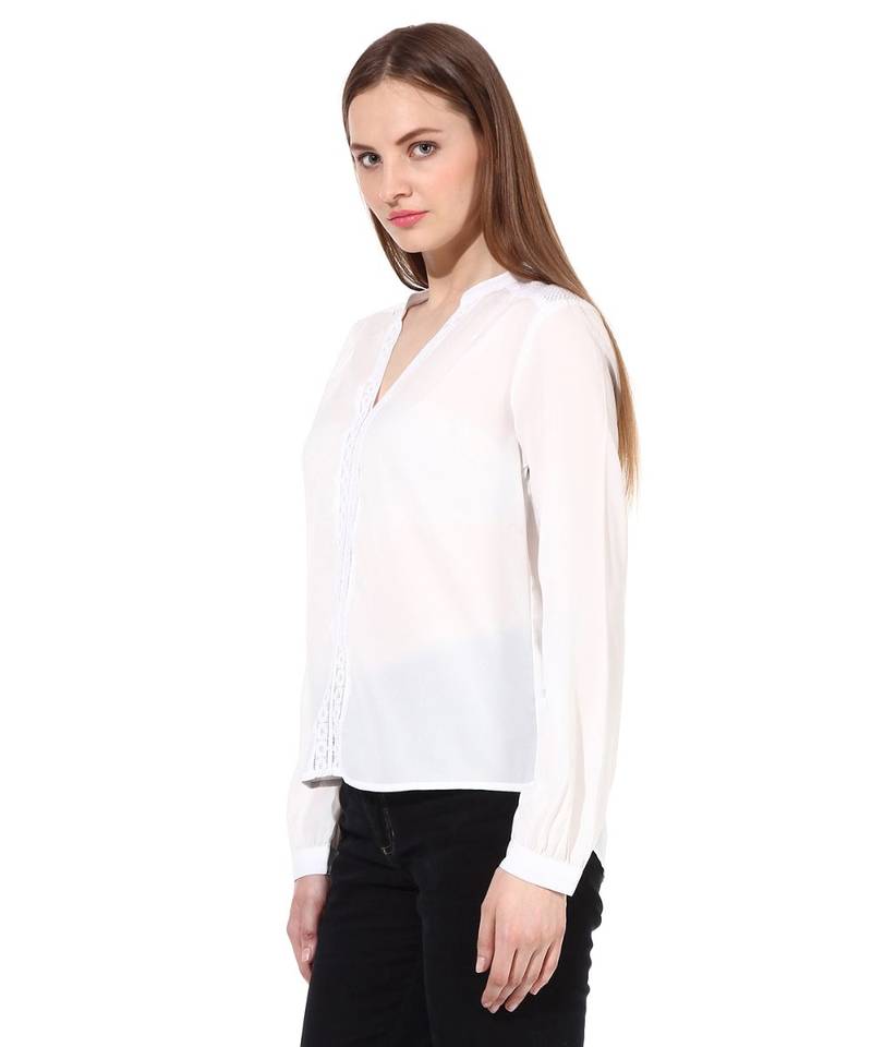 White plain Polyester Top