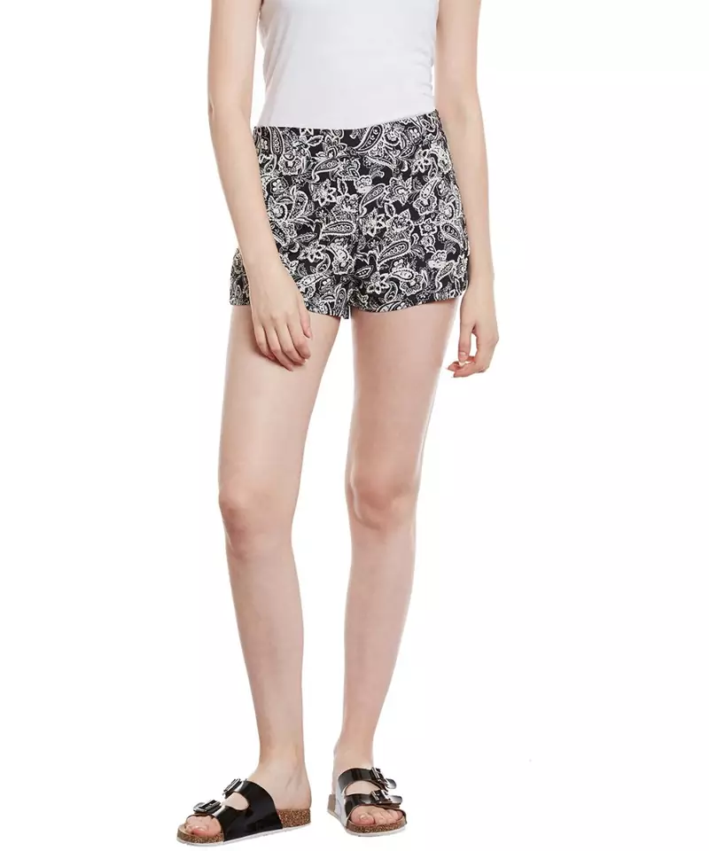Black printed Polyester Short