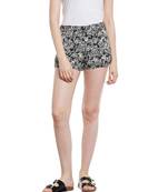 Black printed Polyester Short