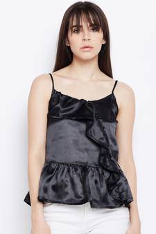 Black plain Polyester Top