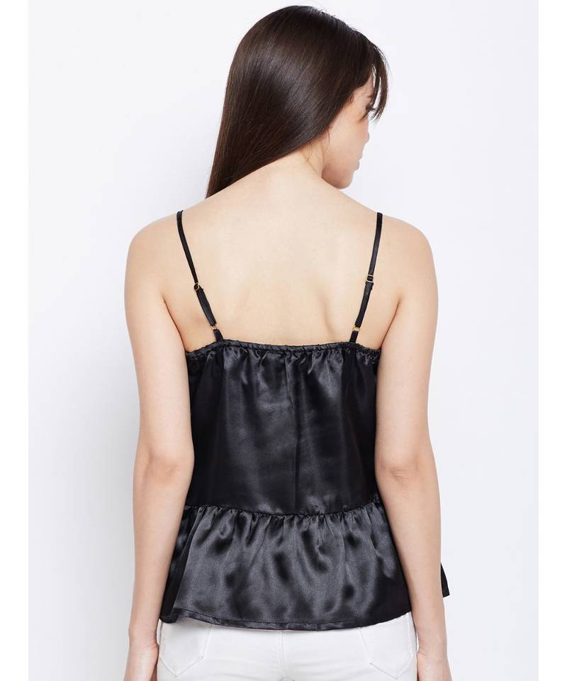 Black plain Polyester Top