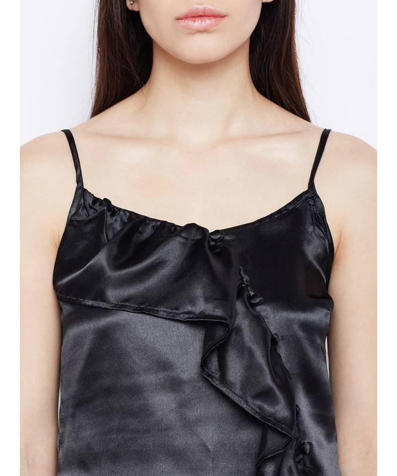 Black plain Polyester Top