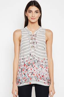 Multicolor printed VISCOSE Top