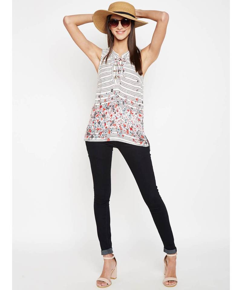 Multicolor printed VISCOSE Top