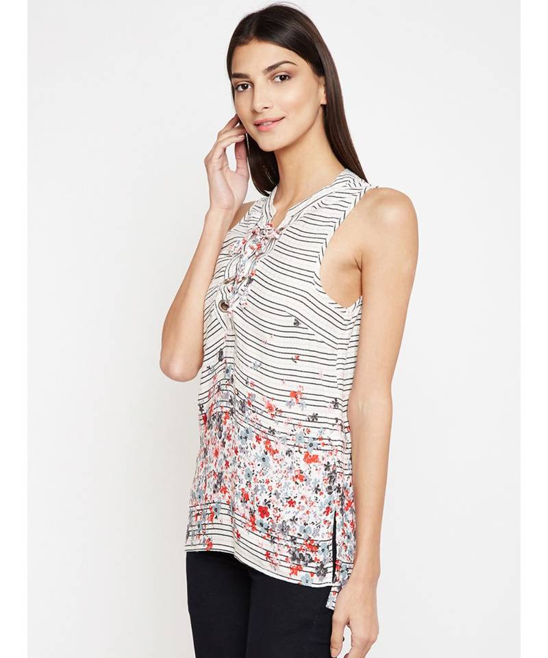 Multicolor printed VISCOSE Top