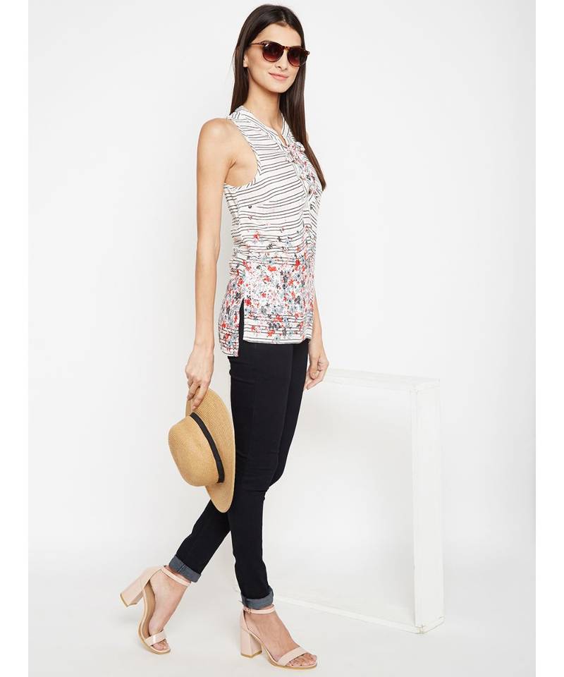 Multicolor printed VISCOSE Top