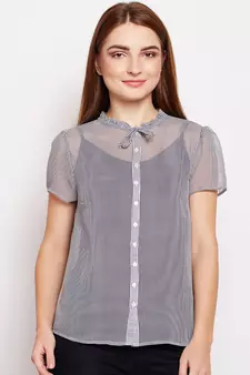 Blue printed Polyester Top