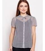Blue printed Polyester Top