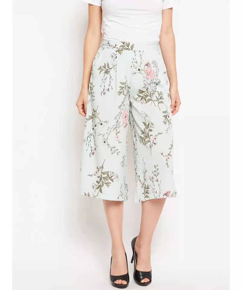 White printed Polyester Culottes