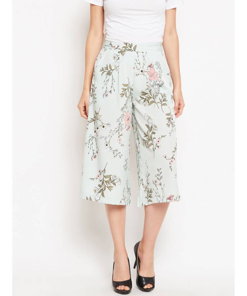 White printed Polyester Culottes