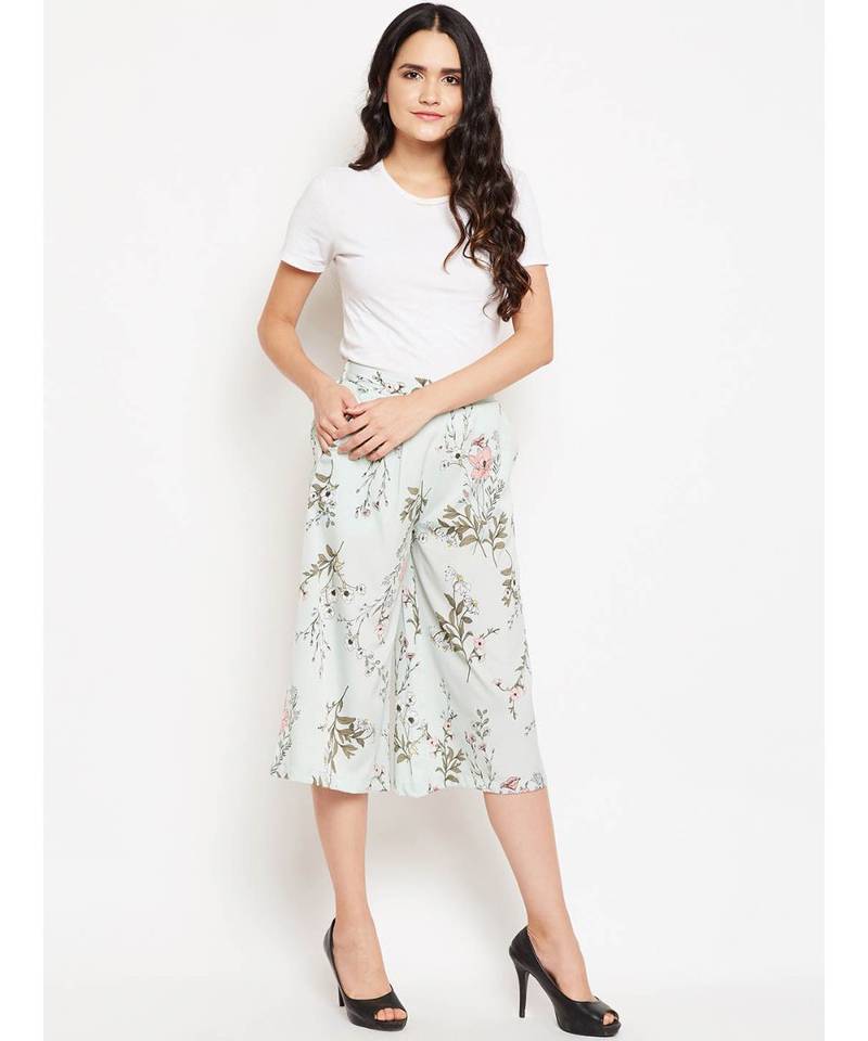 White printed Polyester Culottes