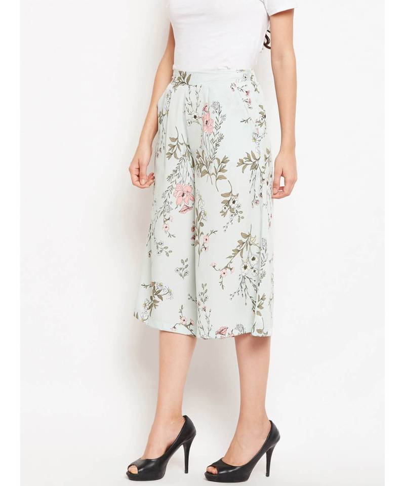 White printed Polyester Culottes