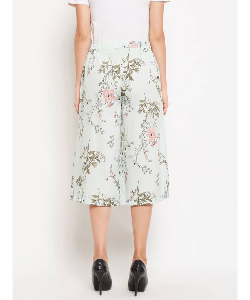 White printed Polyester Culottes
