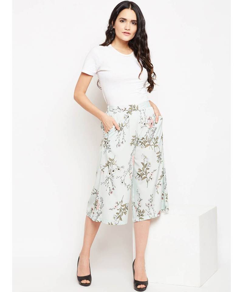 White printed Polyester Culottes