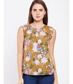 Mustard printed POLYESTER Top
