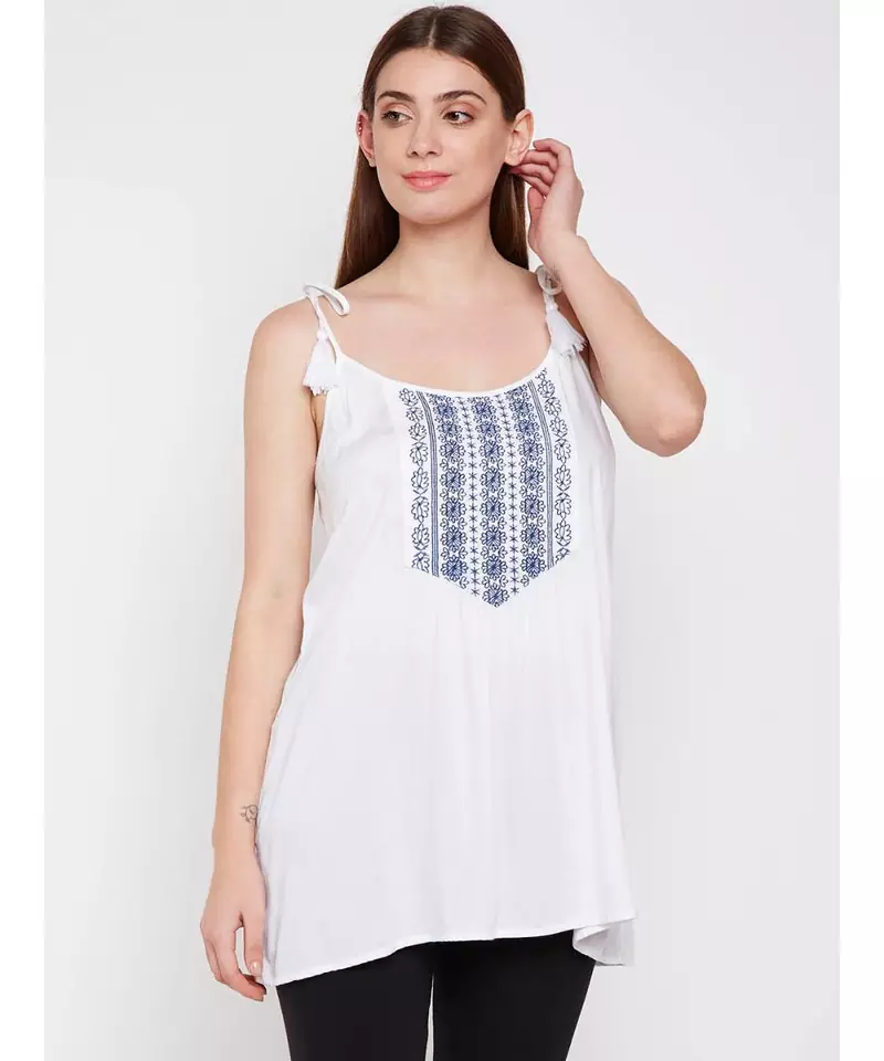 White plain Viscose Tunic