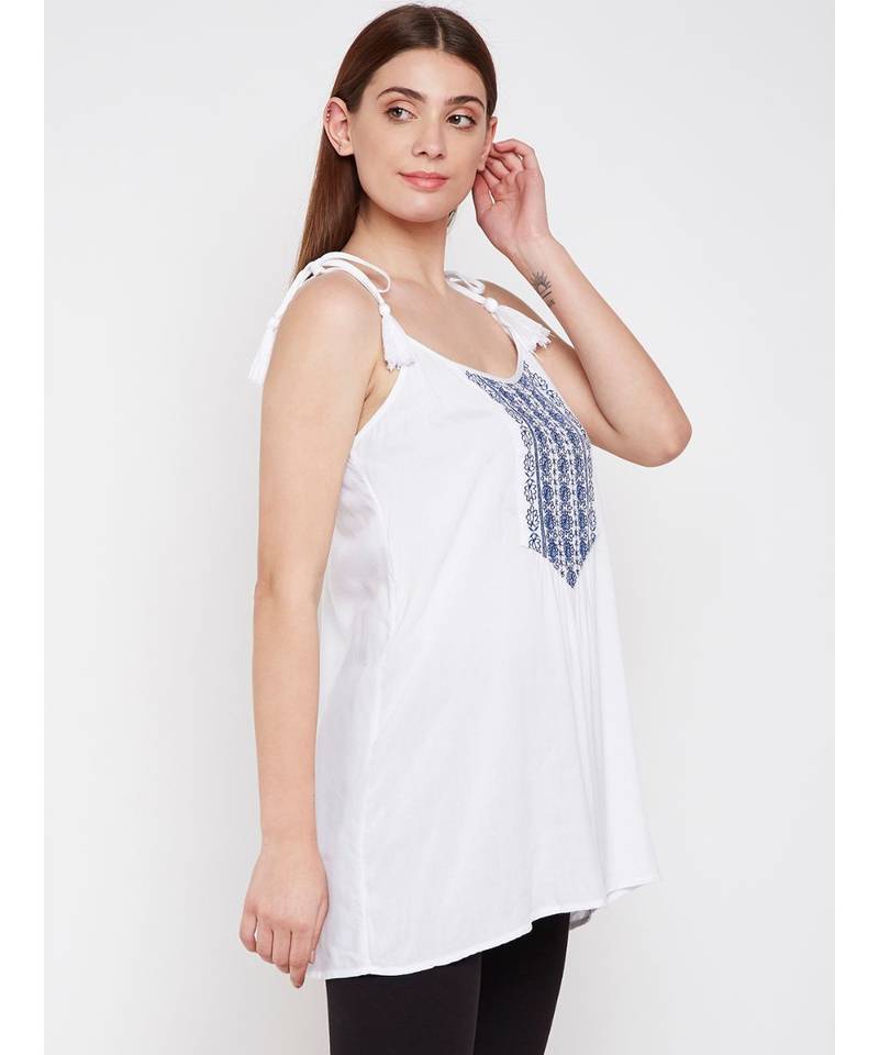 White plain Viscose Tunic