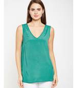 Green plain POLYESTER Top