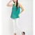 Green plain POLYESTER Top