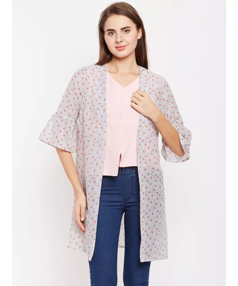 Multicolor printed POLYESTER Shrug
