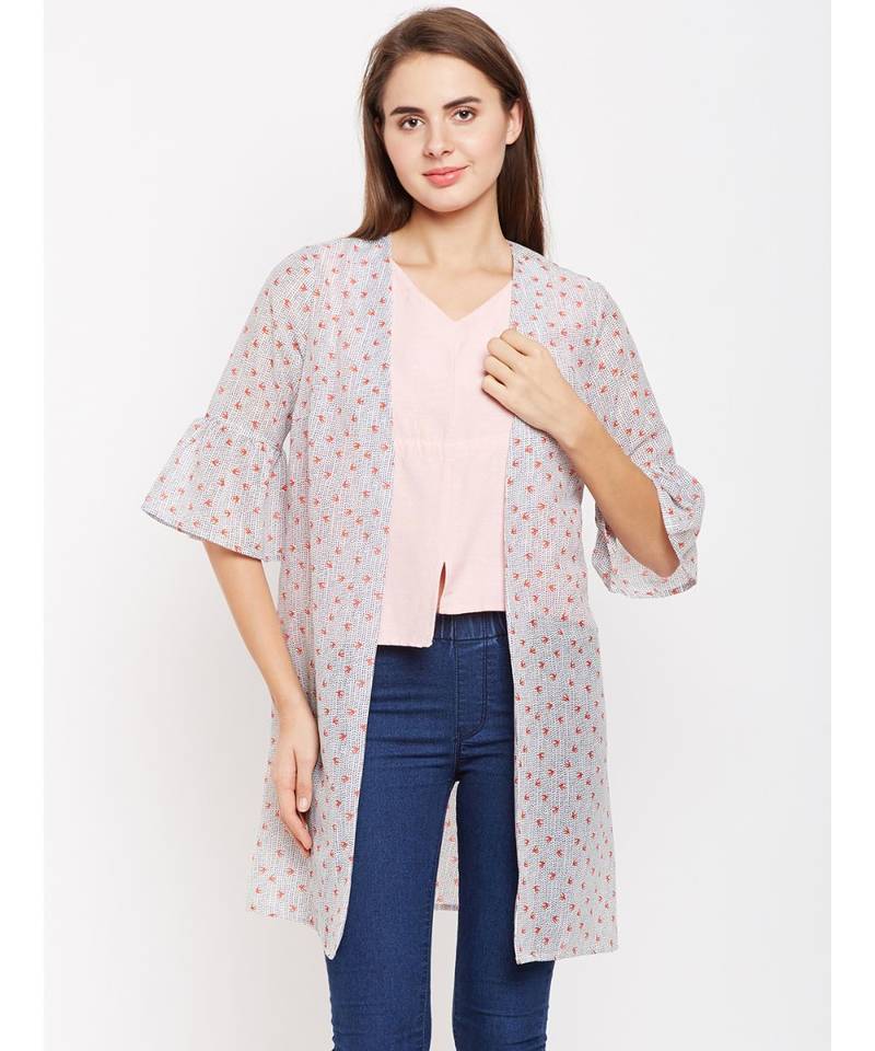 Multicolor printed POLYESTER Shrug