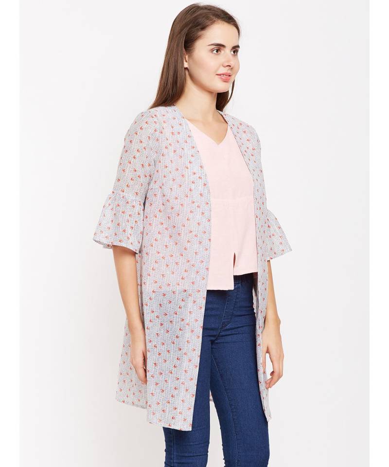 Multicolor printed POLYESTER Shrug