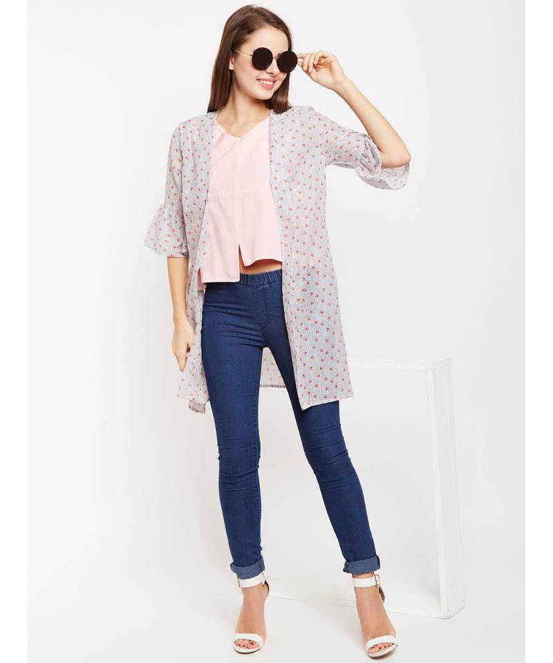 Multicolor printed POLYESTER Shrug