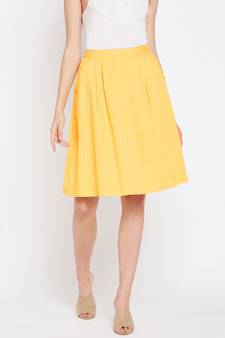 Yellow plain Cotton Skirt