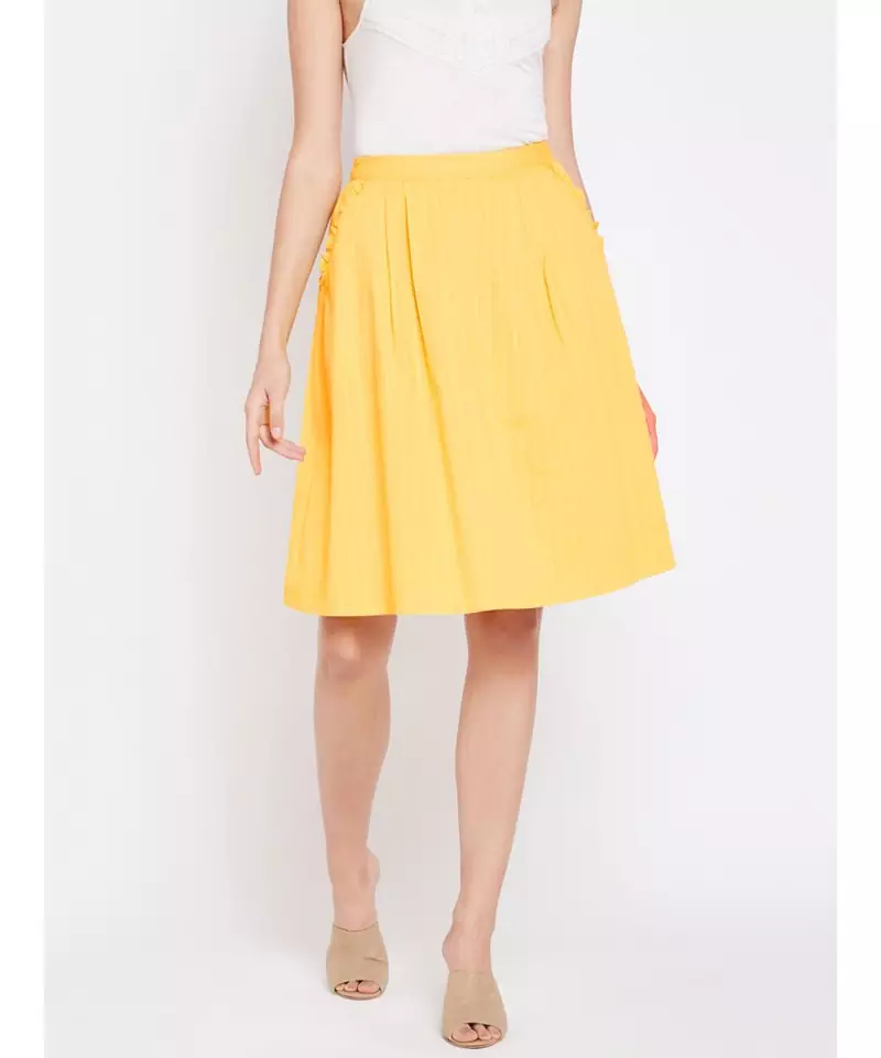 Yellow plain Cotton Skirt