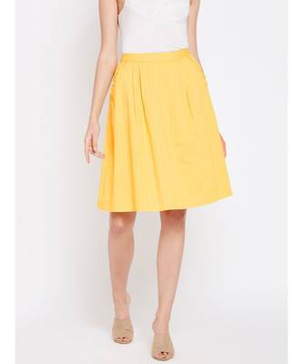 Yellow plain Cotton Skirt 1